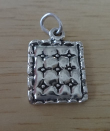 3D 11x16mm Double sided Blanket Quilt Sterling Silver Charm