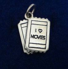 says I Love Movies Ticket Stubs Sterling Silver Charm