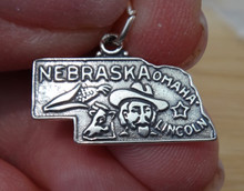 15x24mm Nebraska Cornhusker State Sterling Silver Charm