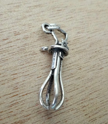 3D 6x20mm Hand Egg Beater Cooking Sterling Silver Charm