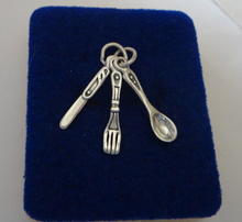 Kitchen Movable Knife Fork Spoon Sterling Silver Charm