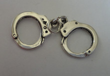 3D 15x15mm Movable Police Policeman's Handcuffs Sterling Silver Charm