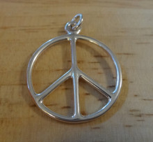 23mm ( almost 1") Round Cut Out Peace Sign Sterling Silver Charm