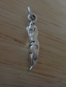 3D 4x20mm Southwest Jalapeno Chili Pepper Sterling Silver Charm