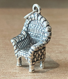 3D 12x20mm Garden Furniture Wicker Chair Sterling Silver Charm