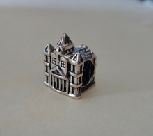 8x11mm Sterling Silver says Church Chapel Cathedral Mission 5mm large Hole Bead Charm