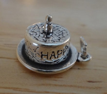 1 Candle Happy 1st Birthday Cake Sterling Silver Charm