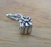 Tiny 3D 5x10mm Gift Present Birthday Sterling Silver Charm