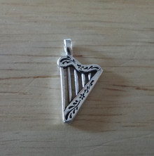 11x19mm Small Harp Music Instrument Sterling Silver Charm