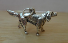27x14mm 3D Irish Setter Springer Spaniel Golden Retriever Dog Sterling Silver Charm