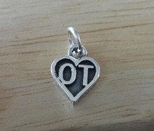 Small 12x10mm Occupational Therapy OT in Heart Sterling Silver Charm