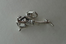 Small Scuba Diver with Spear Sterling Silver Charm