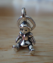 Tiny 3D 13x10mm Baby Doll Sterling Silver Charm