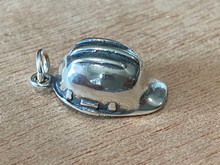 3D 10x19mm Construction Hard Hat Sterling Silver Charm