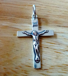 19x30mm Plain Crucifix with Jesus Cross Sterling Silver Charm
