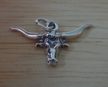 25x15mm Texas Longhorn Steer Sterling Silver Charm