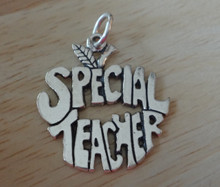 22x25mm Large Special Teacher Apple Sterling Silver Charm