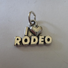 I Love Rodeo with a Heart Sterling Silver Charm