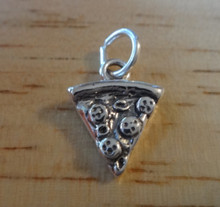 15x11mm Slice of Pepperoni Pizza Food Sterling Silver Charm
