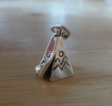 14x14mm 3D Indian Teepee Tepee Tipi Sterling Silver Charm