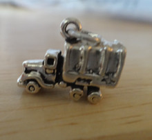 3D 15x10x6mm Army Military Covered Truck Sterling Silver Charm