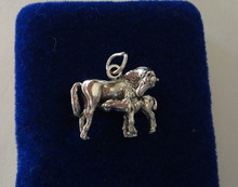 20x16mm Solid 4 gram Horse Mare w/ Nursing Foal Colt Sterling Silver Charm