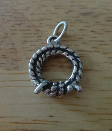 12x14mm Horse's 3-D Rope Lasso Tack Sterling Silver Charm!