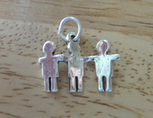 Triplets 3 Boys Paper Dolls Sterling Silver Charm