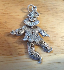 25x39mm Large Movable in 2 places Clown Jester Sterling Silver Charm