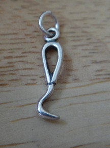Tiny 19x6mm Horse's Grooming Hoof Pick Hook Tack Sterling Silver Charm