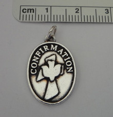 Oval says Confirmation with Cross & Dove Sterling Silver Charm