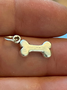 6x12mm Small 3D 12x6mm Dog Bone Sterling Silver Charm