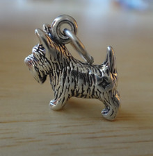 3D 11x14mm Scottie Scottish Terrier Dog Sterling Silver Charm