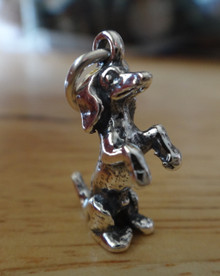3D 10x18mm solid Begging Dachshund Weiner Dog Sterling Silver Charm