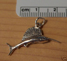 28x13mm Marlin Sailfish Swordfish Fish Sterling Silver Charm