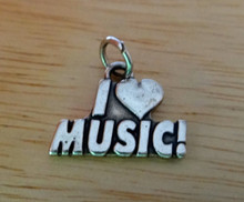 15x18mm I Love Music Sterling Silver Charm