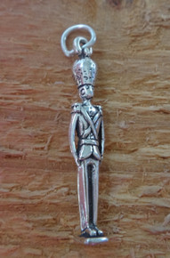 3D 5x30mm Nutcracker Toy Soldier Christmas Sterling Silver Charm