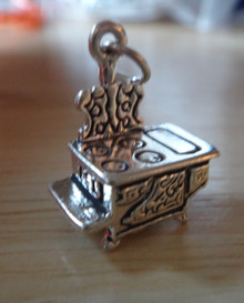 Kitchen Old Wood Cooking Stove Sterling Silver Charm