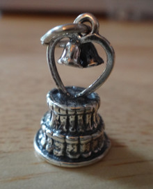 11x19mm Wedding Cake with Bell Caketop Sterling Silver Charm