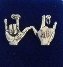 15x18mm Sterling Silver American Sign Language I Love you Charm