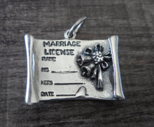 3D 23x20mm solid heavy Wedding Marriage License Sterling Silver Charm