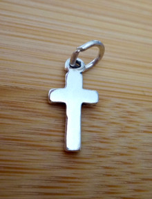 8x16mm Small Solid Plain Cross Sterling Silver Charm