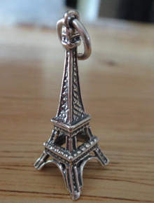 3D 10x27mm Eiffel Tower Paris France Sterling Silver Charm