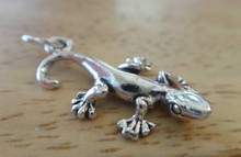 3D 13x20mm Gecko Lizard Sterling Silver Charm!