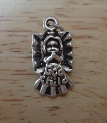 Baby in Basket Says God Child Sterling Silver Charm
