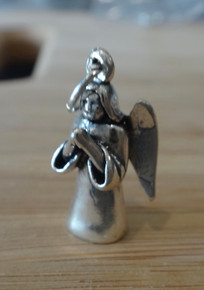 3D 14x21mm Angel with Praying Hands Sterling Silver Charm!