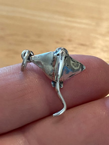 3D 20x20mm Sea Manta Stingray Sterling Silver Charm!