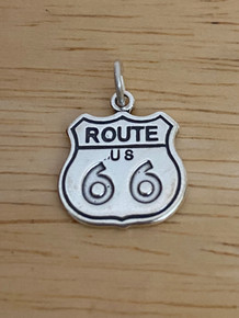 15x17mm Route 66 Sign Travel Sterling Silver Charm