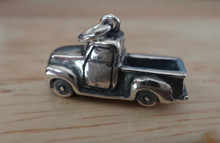 3D 19x11mm Old Style Vintage Pickup Truck Sterling Silver Charm