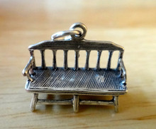 3D 18x13mm Detailed Park Garden Bench Furniture Sterling Silver Charm